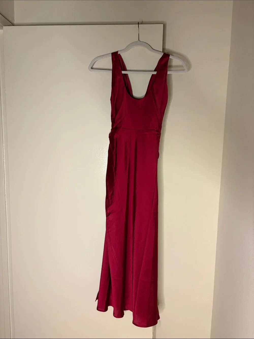 Abercrombie & Fitch Fuchsia Satin Cowl-Neck Side-Slit Maxi Dress